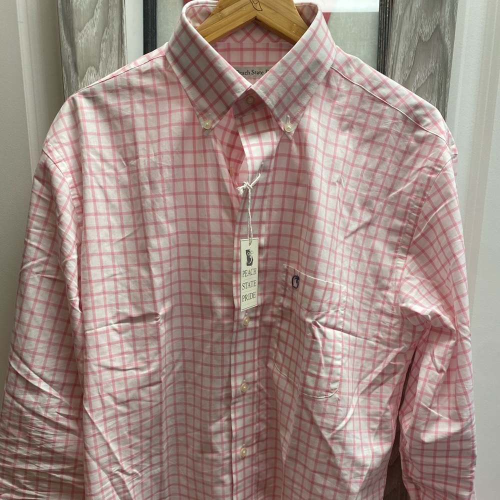 Men’s peach state pride button down shirt